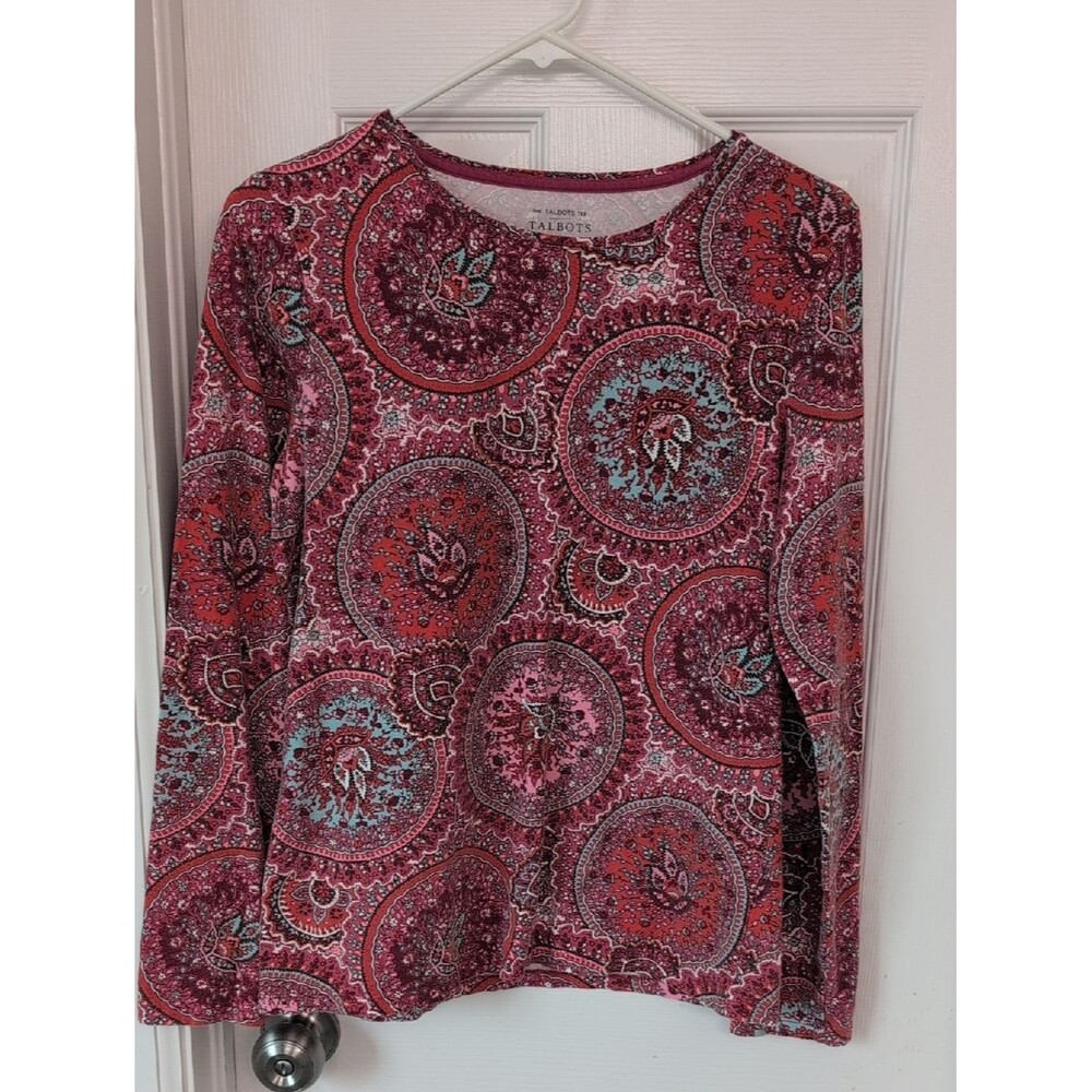 Talbots Multicolor Paisley Medallion Long-Sleeve Top Medium